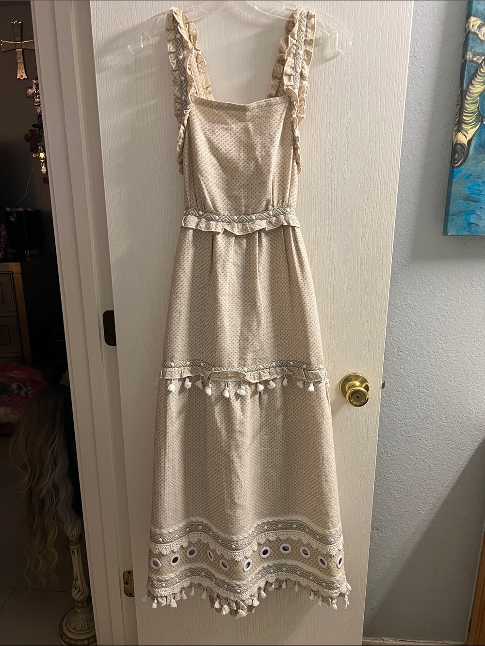 Dodo Bar Or Cream Tassel Trim Maxi Dress